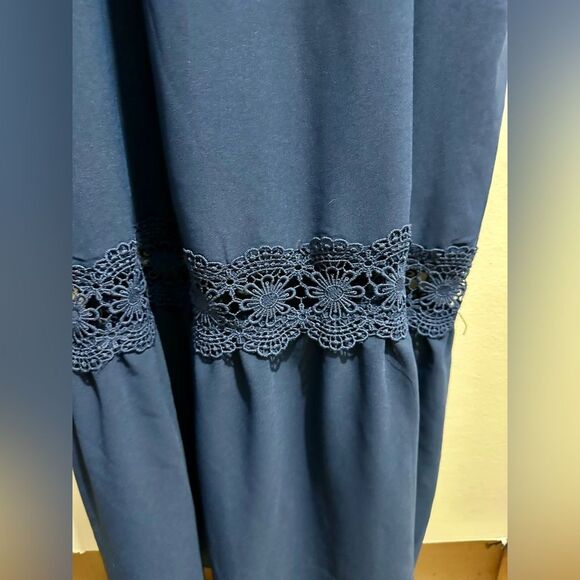 Square Neck Smocked Dress Blue Midi (648) - Picture 3 of 4